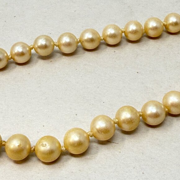 Vintage Marvella Imitation Pearl Necklace Knotted Thread Long Length Signed - Picture 12 of 13
